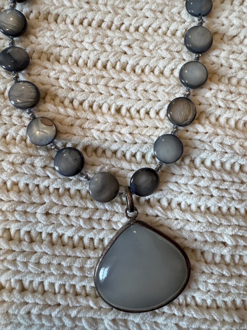 Gray Moonstone Beaded Pendant Necklace - Women's Jewelry - Picture 5 of 5